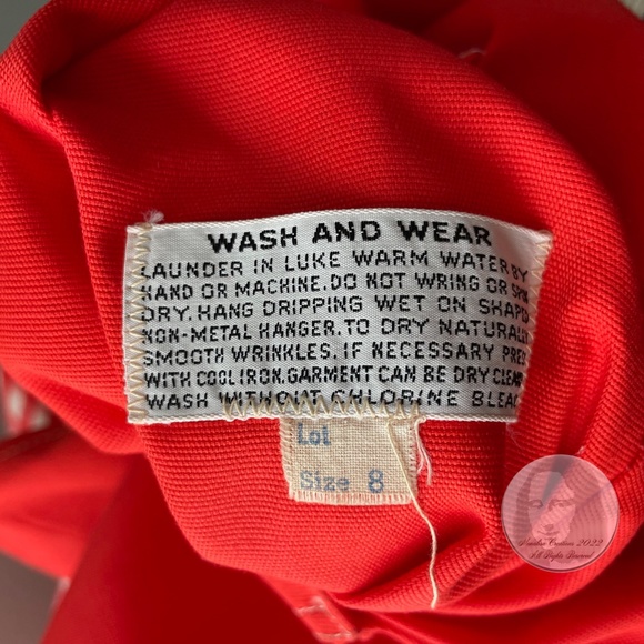 Rain Coat with Leather Belt Reversible Gingham Check Red White Vintage Sz 8 - Picture 9 of 9